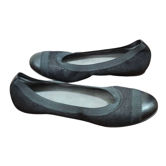 Stuart Weitzman Black Leather & Elastic Ballet Flats Size 8.5 - Picture 7 of 14
